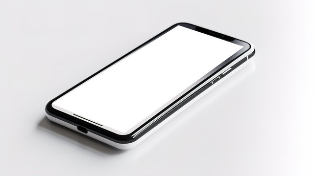 a blank screen smartphone mockup, Cellphone frame with blank display isolated template, phone different angles views. Ai generative
