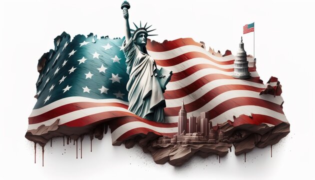 4th july, independence day of US. vector illustration.