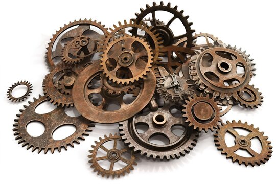cogs isolated on white background. AI generated