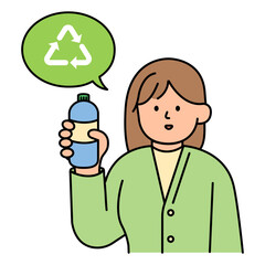 Woman Preparing Bottles for Recycling. Environment, Power and Saving Energy Concept. Cartoon Flat Vector illustration.