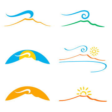 Vulcano, sole nuvole stilizzazione