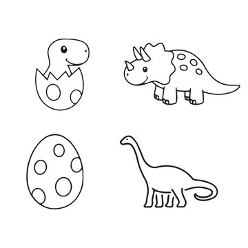 Baby dinosaurs set, newly hatched baby dinosaur, dinosaur egg vector illustration, baby dinosaur family
