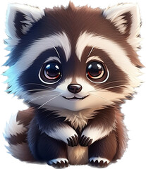 Cute Tiny Fluffy Hyperrealistic Anime Brown Raccoon, Generative AI, Generative, AI