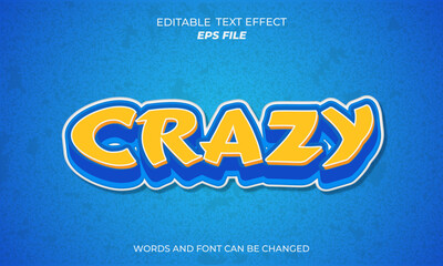 crazy text effect, font editable, typography, 3d text. vector template