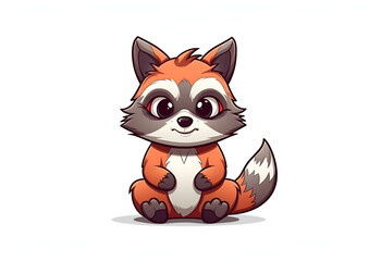 raccoon, sticker, white background. generative ai