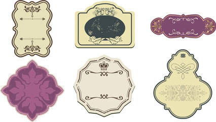 decor frame retro floral premium luxury vintage art pattern vector set 17