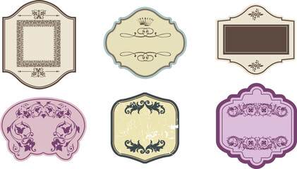 decor frame retro floral premium luxury vintage art pattern vector set 18