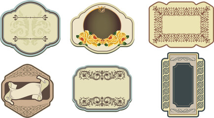 decor frame retro floral premium luxury vintage art pattern vector set 15