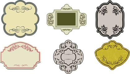 decor frame retro floral premium luxury vintage art pattern vector set 13