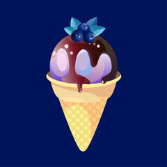 ice cream with chocolate and delicious blueberry 