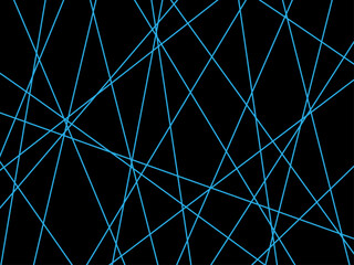 Blue chaotic lines on black background, vector illustration