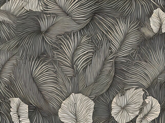 Banana leaves on jungle background papercut style.