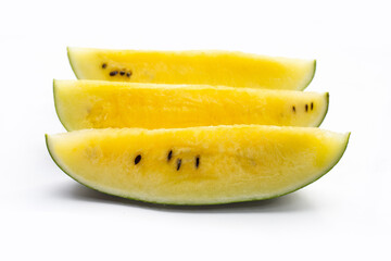 Yellow watermelon on white background.
