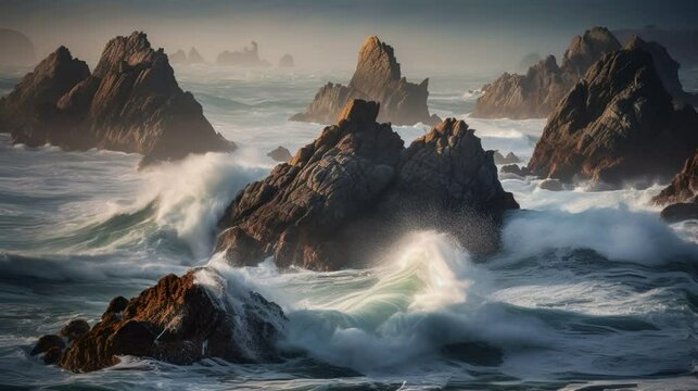 Mesmerizing 4K HD Video: Big Sur's Geological Marvels with Animated Ocean