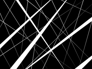 Vector illustration of white chaotic lines on black background