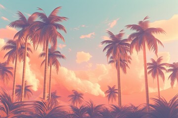 Fototapeta na wymiar Dreamy Pastel Palm Tree Background