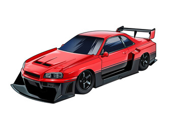 Naklejka premium Interesting daily modification of red sedan cars