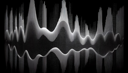 Audio soundwave scope signal as an abstract background depicting a sampled music sound wave frequency in a recording studio showing its amplitude, computer Generative AI stock illustration image
