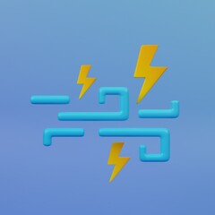 Wind and lightning 3d render