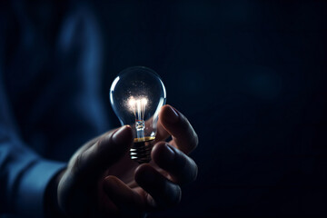 Businessman with a light bulb in hands, ai generated