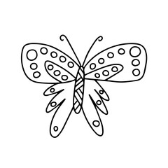 Doodle Monarch butterfly vector illustration. Hand drawn butterfly coloring page