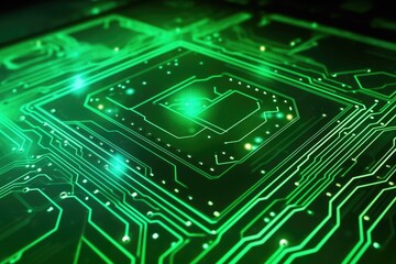 Fototapeta premium Fantastic CPU of the future background. Generative AI