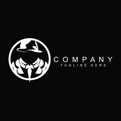 Detective Man Logo Design, Mafia Detective Fashion Tuxedo And Hat Illustration Vector, BlackMan Businesman Icon