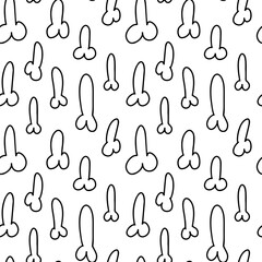 Man penis doodle seamless pattern. Hand drawn penis sketch pattern on white background