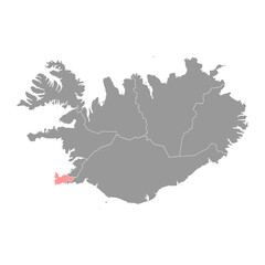 Southern Peninsula map, administrative district of Iceland. Vector illustration.