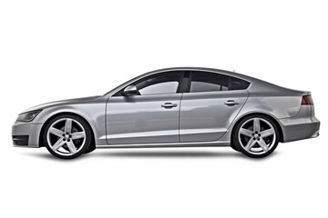 Fototapeta na wymiar grey generic sports sedan isolated on white background