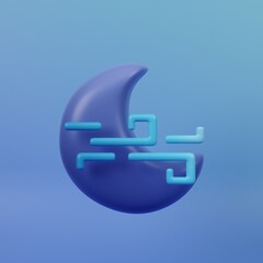 bright starry half moon 3d render