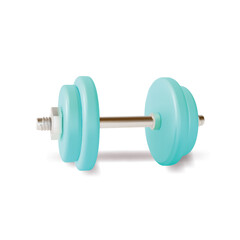 3d Gym Equipment Blue Dumbbell Cartoon Style Symbol of Fitness Exercise Isolated on a White Background. Vector illustration