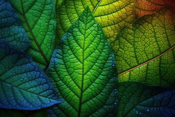 Naklejka na ściany i meble Close up green leaf texture abstract nature background
