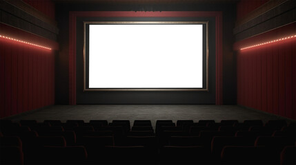 A rustic dark cinema room with a transparent screen, Generative AI