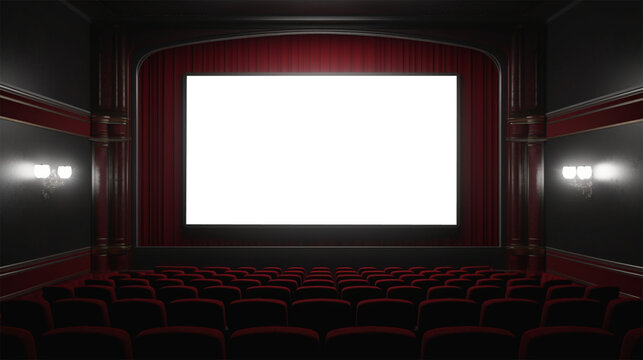 A rustic cinema room with a transparent screen, Generative AI