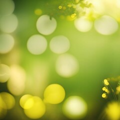 Green bokeh background from nature forest out of focus, Generative AI illustration