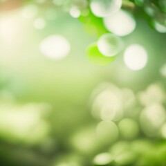 Green bokeh background from nature forest out of focus, Generative AI illustration