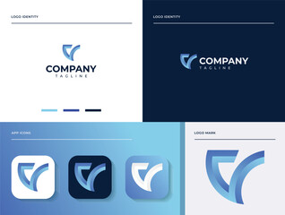 Letter V Professional logo set. Easy to use on various types of business and company. The sign itself would look great as a social media avatar and website or mobile icon.