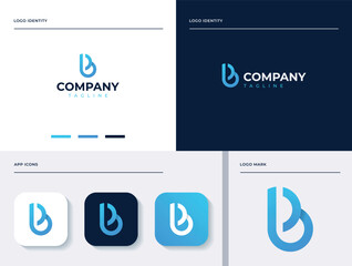 Letter B Professional logo set. Easy to use on various types of business and company. The sign itself would look great as a social media avatar and website or mobile icon.