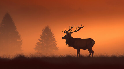 elk or deer. wildlife in nature at sunset. generative ai