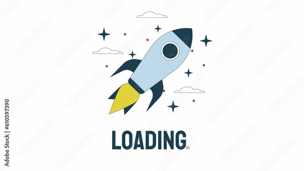 Fototapete spaceship in space loader animation. shuttle in orbit. rocket flying. flash message 4k video footage