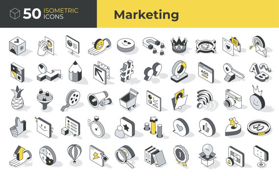50 Marketing Isometric Icons