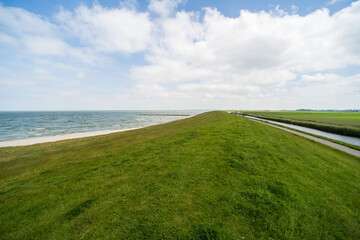 Fototapeta premium A dike of the IJsselmeer in Friesland, the Netherlands