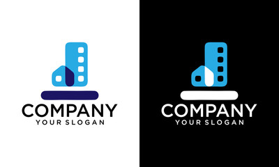 illustration vector graphic building movie logo modern and simple