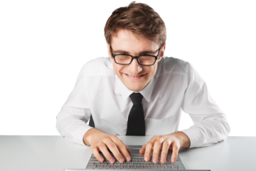 Concept software programmer strange programmer with facial expression