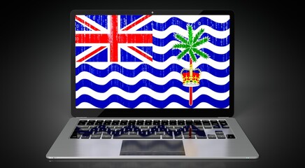 British Indian Ocean Territory - country flag and binary code on laptop screen - 3D illustration
