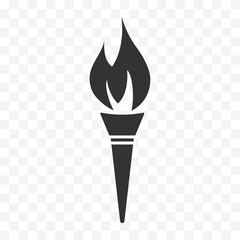 Torch icon isolated on transparent background. Easily editable line art symbol. Vector stock illustration.