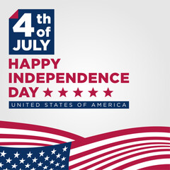 4th of July happy independence day american flag square social media post vector design element