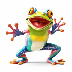 Cartoon colorful frog on isolated background. Created with generative ai