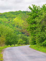 winding road leads through the beautiful mountain pass, revealing a stunning panorama of the countryside